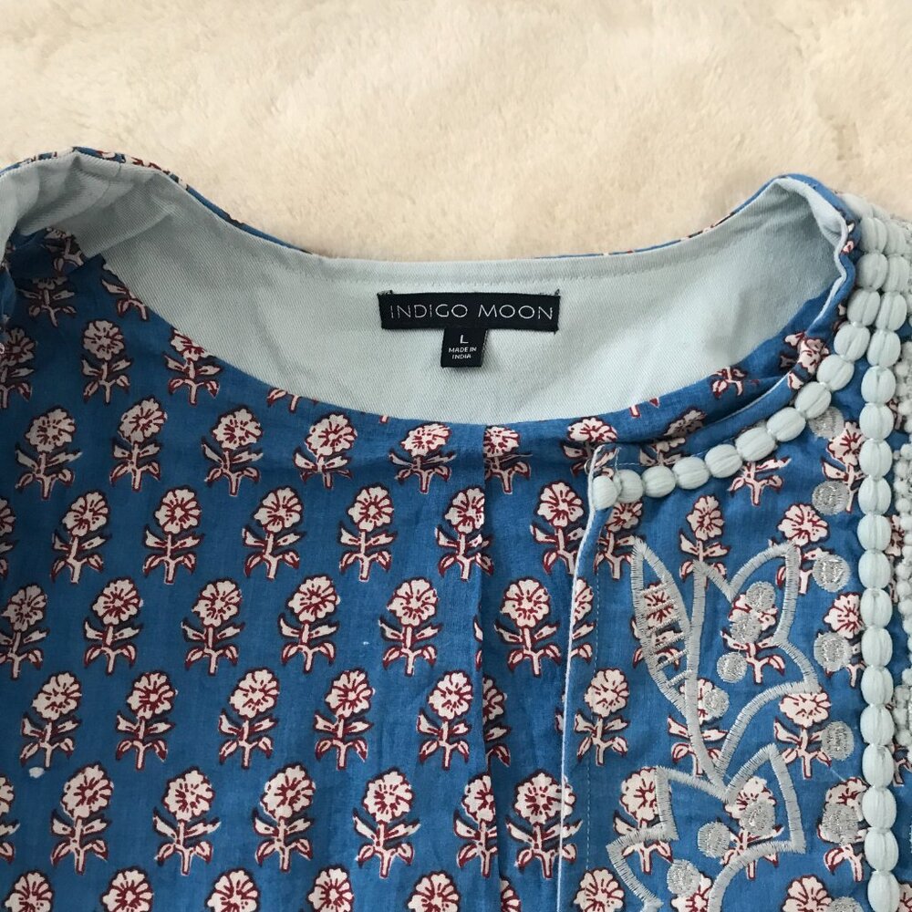 Indigo Moon Light Blue Embroidered Jean Jacket - Picture 12 of 13